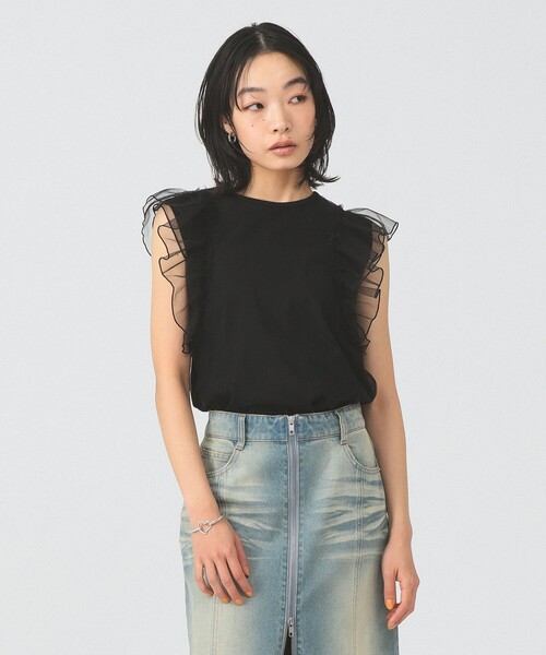 Ray BEAMS(レイビームス)の「【8/6 再値下げ】チュール レイヤー ラッフル フレンチスリーブ(Tシャツ/カットソー・レディース・ホワイト/ブラック・ONE SIZE)」の15枚目の写真
