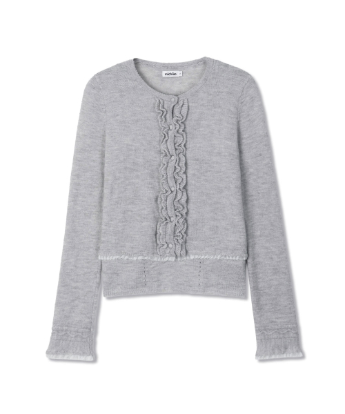 MICHIKO LONDON(ミチコ ロンドン)の「レースラッフルカーディガンセット メランジグレー(カーディガン/ボレロ・レディース・その他・MEDIUM/SMALL)」の2枚目の写真