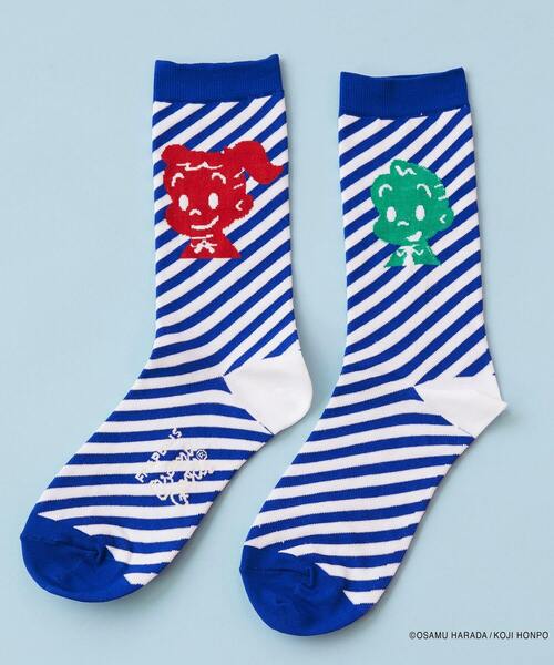 FRAPBOIS（フラボア）の「OSAMU GOODS ストライプソックス（ソックス/靴下・レディース・ブラック/ブルー/レッド・FREE）」の3枚目の写真