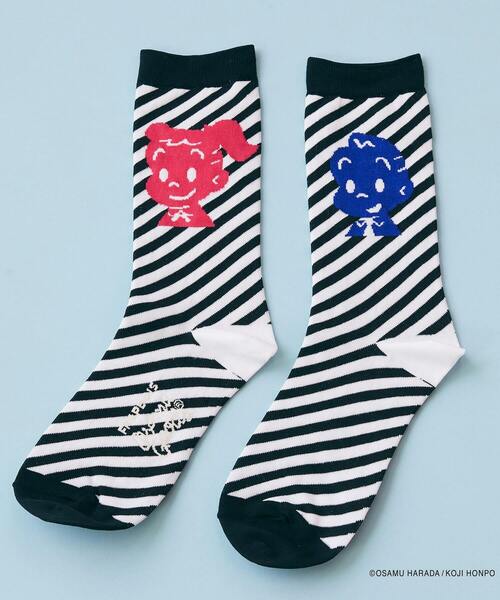 FRAPBOIS（フラボア）の「OSAMU GOODS ストライプソックス（ソックス/靴下・レディース・ブラック/ブルー/レッド・FREE）」の2枚目の写真