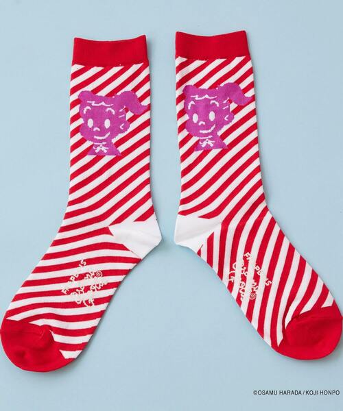 FRAPBOIS（フラボア）の「OSAMU GOODS ストライプソックス（ソックス/靴下・レディース・ブラック/ブルー/レッド・FREE）」の6枚目の写真