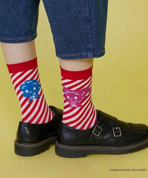 FRAPBOIS（フラボア）の「OSAMU GOODS ストライプソックス（ソックス/靴下・レディース・ブラック/ブルー/レッド・FREE）」の9枚目の写真
