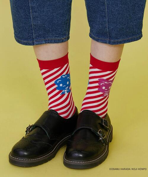 FRAPBOIS（フラボア）の「OSAMU GOODS ストライプソックス（ソックス/靴下・レディース・ブラック/ブルー/レッド・FREE）」の10枚目の写真