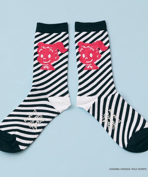 FRAPBOIS（フラボア）の「OSAMU GOODS ストライプソックス（ソックス/靴下・レディース・ブラック/ブルー/レッド・FREE）」の11枚目の写真