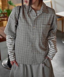 EPNK（イーピーエヌケー）の「Cropped Seersucker check Shirt / クロップドシアサッカーチェックシャツ（シャツ/ブラウス）」