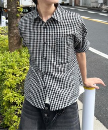 EPNK | Cropped Seersucker check Shirt / クロップドシアサッカーチェックシャツ(シャツ/ブラウス)