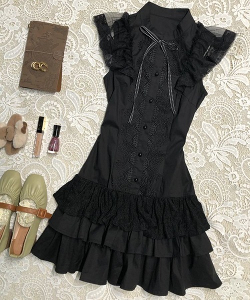 gossip！ロサンゼルス（ゴシップロサンゼルス）の「YUGA　ケーキスカートワンピース（ワンピース・レディース・ネイビー・M/L）」の3枚目の写真