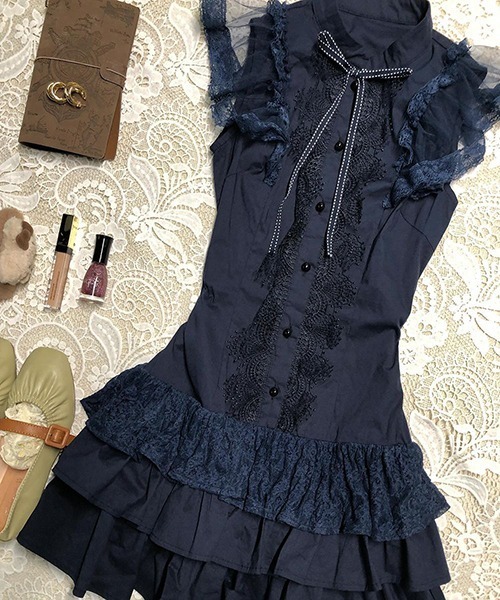 gossip！ロサンゼルス（ゴシップロサンゼルス）の「YUGA　ケーキスカートワンピース（ワンピース・レディース・ネイビー・M/L）」の5枚目の写真