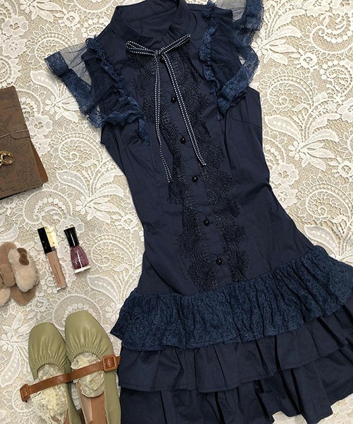 gossip！ロサンゼルス（ゴシップロサンゼルス）の「YUGA　ケーキスカートワンピース（ワンピース・レディース・ネイビー・M/L）」の6枚目の写真