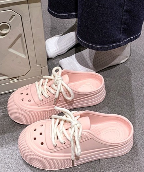 Vipoa（ヴィポア）の「Laceup slipon Crocs（サンダル・レディース・ホワイト/ブラック/ピンク・MEDIUM/SMALL/LARGE）」の15枚目の写真