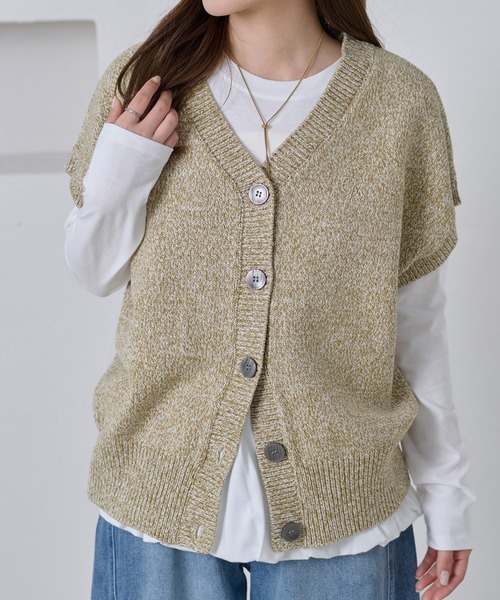 apres jour clair(アプレジュールクレア)の「【apres jour clair】刺繍デザインニットベスト(ニット/セーター・レディース・グリーン/アイボリー/チャコールグレー・フリー/X-LARGE)」の3枚目の写真