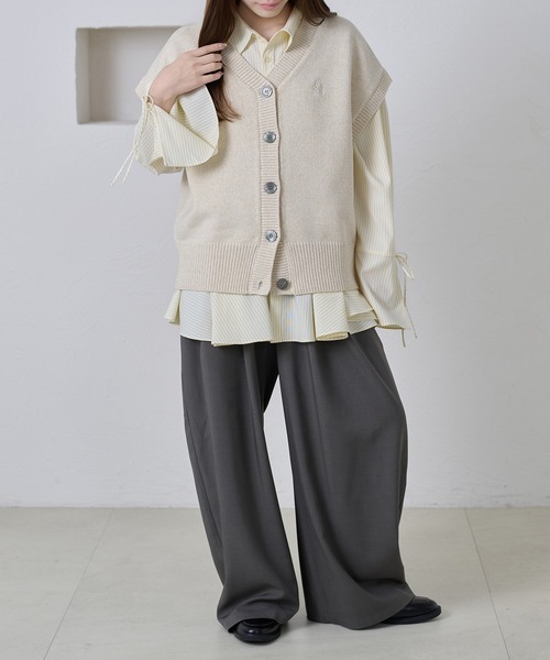 apres jour clair(アプレジュールクレア)の「【apres jour clair】刺繍デザインニットベスト(ニット/セーター・レディース・グリーン/アイボリー/チャコールグレー・フリー/X-LARGE)」の18枚目の写真