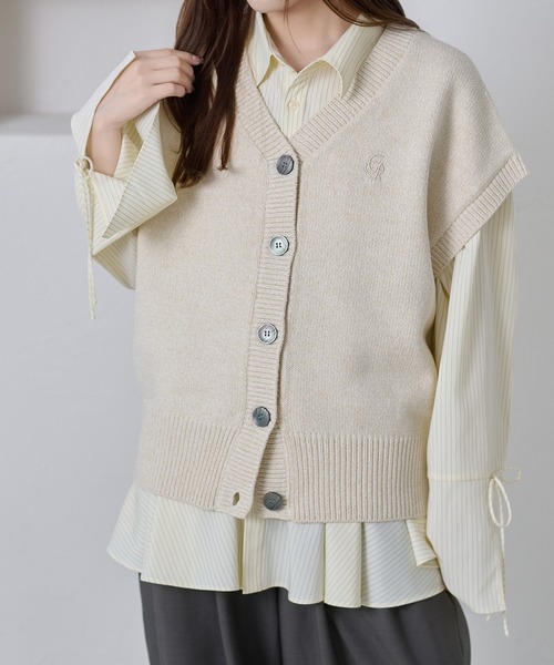 apres jour clair(アプレジュールクレア)の「【apres jour clair】刺繍デザインニットベスト(ニット/セーター・レディース・グリーン/アイボリー/チャコールグレー・フリー/X-LARGE)」の14枚目の写真