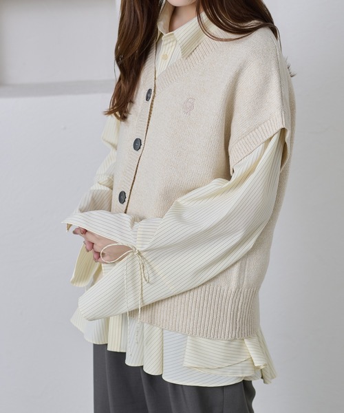 apres jour clair(アプレジュールクレア)の「【apres jour clair】刺繍デザインニットベスト(ニット/セーター・レディース・グリーン/アイボリー/チャコールグレー・フリー/X-LARGE)」の15枚目の写真