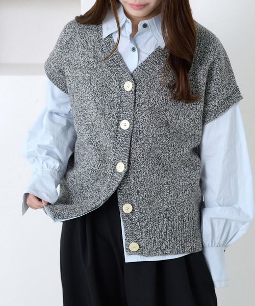 apres jour clair(アプレジュールクレア)の「【apres jour clair】刺繍デザインニットベスト(ニット/セーター・レディース・グリーン/アイボリー/チャコールグレー・フリー/X-LARGE)」の6枚目の写真