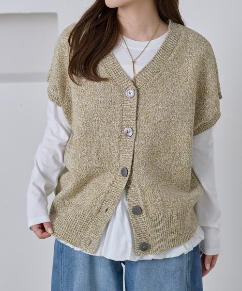 apres jour clair(アプレジュールクレア)の「【apres jour clair】刺繍デザインニットベスト(ベスト・レディース・グリーン/アイボリー/チャコールグレー・フリー/X-LARGE)」の17枚目の写真