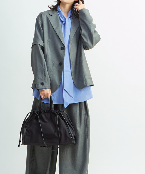 CONVERSE TOKYO(コンバーストウキョウ)の「GATHERED HANDLE TOTE BAG(トートバッグ・レディース・ブラック/グレー・FREE)」の4枚目の写真
