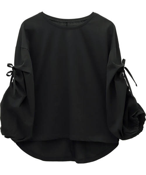 Aletta vita(アレッタビータ)の「機能性袖ドロスト異素材ブラウスプルオーバー(Tシャツ/カットソー・レディース・ブラック/オフホワイト・FREE)」の8枚目の写真