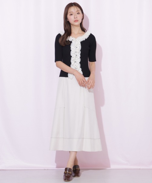再入荷】フリルトリムニット半袖（ニット/セーター）｜JILL by JILL