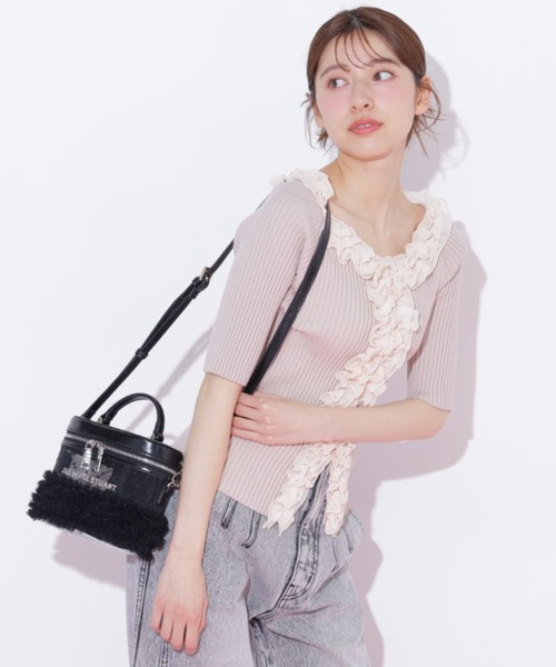 JILL by JILL STUART（ジルバイジルスチュアート）の「フリルトリムニット半袖（ニット/セーター・レディース・ホワイト/ブラック系その他/ピンク・FREE）」の9枚目の写真