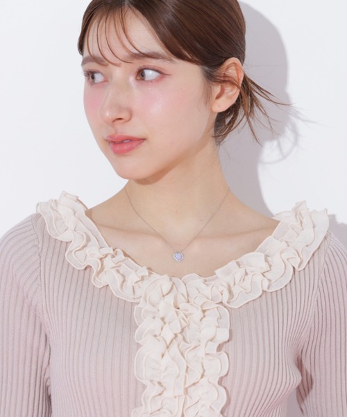 JILL by JILL STUART（ジルバイジルスチュアート）の「フリルトリムニット半袖（ニット/セーター・レディース・ホワイト/ブラック系その他/ピンク・FREE）」の10枚目の写真