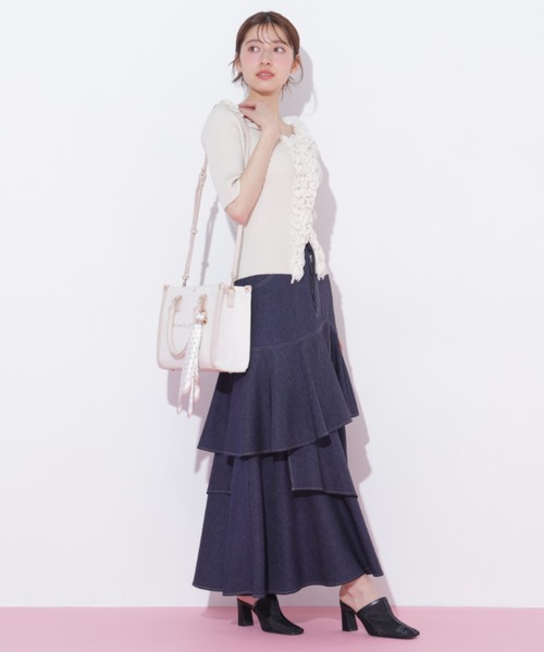 JILL by JILL STUART（ジルバイジルスチュアート）の「フリルトリムニット半袖（ニット/セーター・レディース・ホワイト/ブラック系その他/ピンク・FREE）」の22枚目の写真