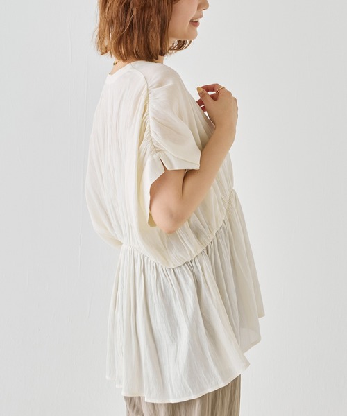 LAVEANGE(ラビアンジェ)の「フロントファスナーシアーブラウス(シャツ/ブラウス・レディース・ブラック/サックスブルー/オフホワイト・M/LL/3L/4L/5L)」の17枚目の写真