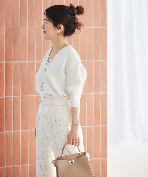 &BLOOM(アンドブルーム)の「総レース ワイドパンツ &BLOOM(アンドブルーム)(その他パンツ・レディース・ピンク/ネイビー・M/L)」の4枚目の写真