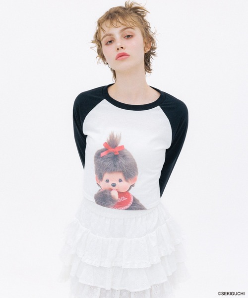 Heather(ヘザー)の「【モンチッチ×Heather】ラグランTEE 659563(Tシャツ/カットソー・レディース・レッド/ブラック・FREE)」の4枚目の写真