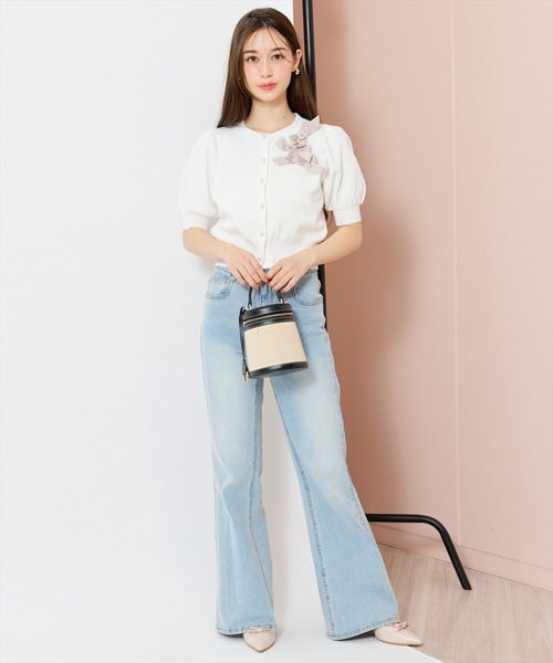 WILLSELECTION（ウィルセレクション）の「リボンデコレーションカーディガン（カーディガン/ボレロ・レディース・ピンク/ブラック系その他/オフホワイト/ブラック/サックスブルー・FREE）」の13枚目の写真