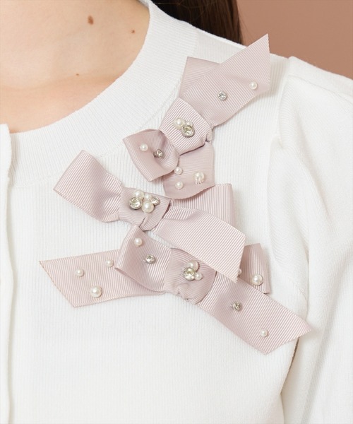 WILLSELECTION（ウィルセレクション）の「リボンデコレーションカーディガン（カーディガン/ボレロ・レディース・ピンク/ブラック系その他/オフホワイト/ブラック/サックスブルー・FREE）」の10枚目の写真