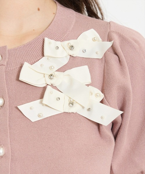 WILLSELECTION（ウィルセレクション）の「リボンデコレーションカーディガン（カーディガン/ボレロ・レディース・ピンク/ブラック系その他/オフホワイト/ブラック/サックスブルー・FREE）」の18枚目の写真