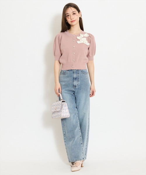 WILLSELECTION（ウィルセレクション）の「リボンデコレーションカーディガン（カーディガン/ボレロ・レディース・ピンク/ブラック系その他/オフホワイト/ブラック/サックスブルー・FREE）」の21枚目の写真