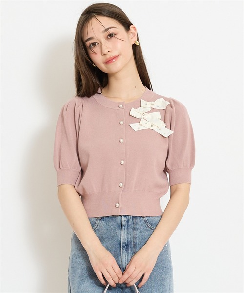 WILLSELECTION（ウィルセレクション）の「リボンデコレーションカーディガン（カーディガン/ボレロ・レディース・ピンク/ブラック系その他/オフホワイト/ブラック/サックスブルー・FREE）」の14枚目の写真