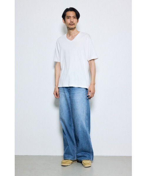 AZUL by moussy（アズールバイマウジー）の「超長綿フライスVネックTシャツ　半袖　春服　夏服　秋服　インナー（Tシャツ/カットソー・メンズ・ブラック/ホワイト/グレー・SMALL/MEDIUM/LARGE）」の6枚目の写真