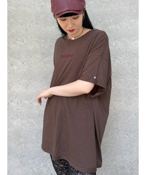 ELCHELE(エルチェレ)の「ELCHELE BROWSING TEE(Tシャツ/カットソー・レディース・ダークウッド/スミクロ/オフホワイト・FREE)」の2枚目の写真