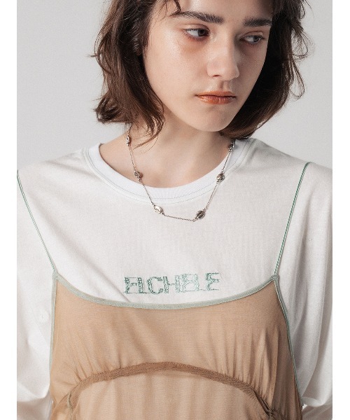 ELCHELE(エルチェレ)の「ELCHELE BROWSING TEE(Tシャツ/カットソー・レディース・ダークウッド/スミクロ/オフホワイト・FREE)」の7枚目の写真