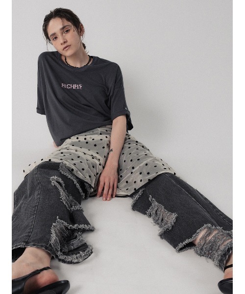 ELCHELE(エルチェレ)の「ELCHELE BROWSING TEE(Tシャツ/カットソー・レディース・ダークウッド/スミクロ/オフホワイト・FREE)」の6枚目の写真