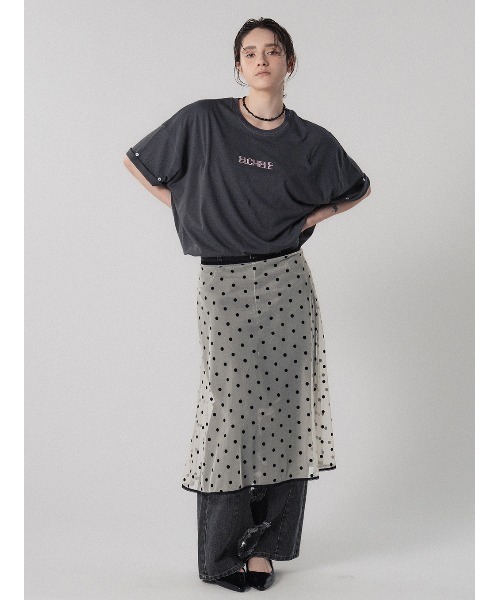 ELCHELE(エルチェレ)の「ELCHELE BROWSING TEE(Tシャツ/カットソー・レディース・ダークウッド/スミクロ/オフホワイト・FREE)」の5枚目の写真