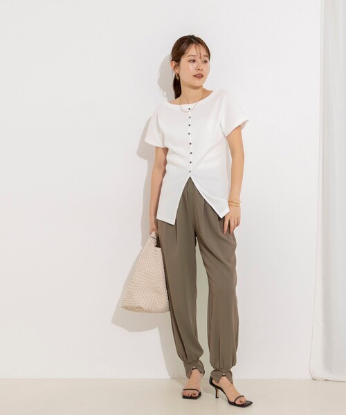 NOLLEY’S（ノーリーズ）の「ウォッシャブルスリット2WAYプルオーバー（Tシャツ/カットソー・レディース・ホワイト/ブラック/オレンジ/サックスブルー・38）」の8枚目の写真