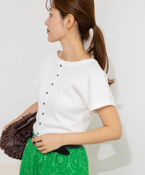 NOLLEY’S（ノーリーズ）の「ウォッシャブルスリット2WAYプルオーバー（Tシャツ/カットソー・レディース・ホワイト/ブラック/オレンジ/サックスブルー・38）」の10枚目の写真