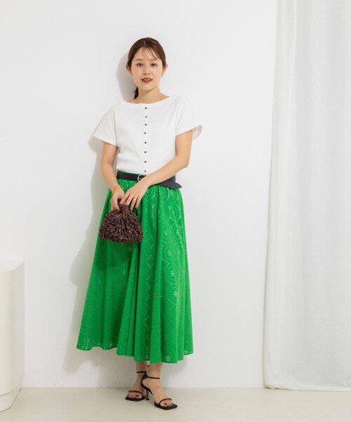 NOLLEY’S（ノーリーズ）の「ウォッシャブルスリット2WAYプルオーバー（Tシャツ/カットソー・レディース・ホワイト/ブラック/オレンジ/サックスブルー・38）」の14枚目の写真