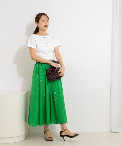NOLLEY’S（ノーリーズ）の「ウォッシャブルスリット2WAYプルオーバー（Tシャツ/カットソー・レディース・ホワイト/ブラック/オレンジ/サックスブルー・38）」の17枚目の写真