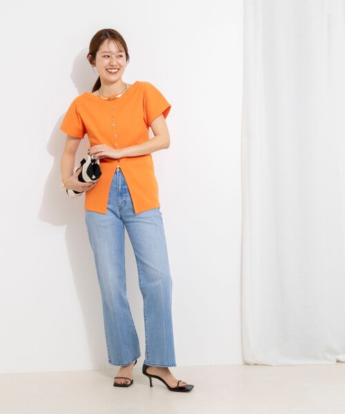 NOLLEY’S（ノーリーズ）の「ウォッシャブルスリット2WAYプルオーバー（Tシャツ/カットソー・レディース・ホワイト/ブラック/オレンジ/サックスブルー・38）」の18枚目の写真