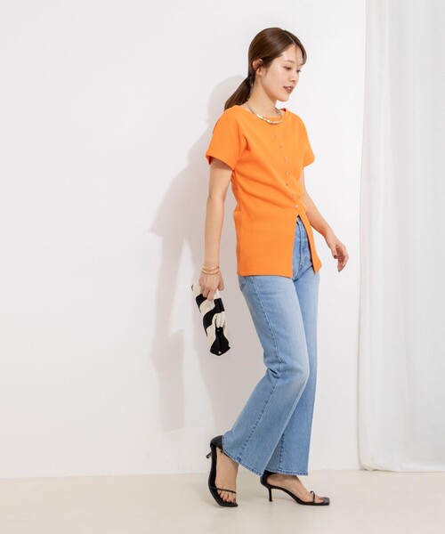 NOLLEY’S（ノーリーズ）の「ウォッシャブルスリット2WAYプルオーバー（Tシャツ/カットソー・レディース・ホワイト/ブラック/オレンジ/サックスブルー・38）」の19枚目の写真