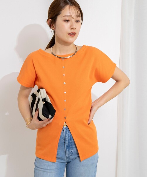 NOLLEY’S（ノーリーズ）の「ウォッシャブルスリット2WAYプルオーバー（Tシャツ/カットソー・レディース・ホワイト/ブラック/オレンジ/サックスブルー・38）」の22枚目の写真