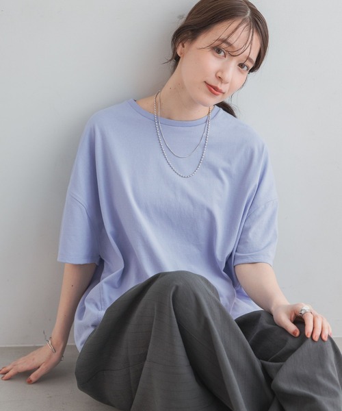 studio CLIP(スタディオクリップ)の「コットンコクーンTシャツ(Tシャツ/カットソー・レディース・オフホワイト/その他1/ラベンダー/ピンク/スモーク・MEDIUM/LARGE)」の3枚目の写真