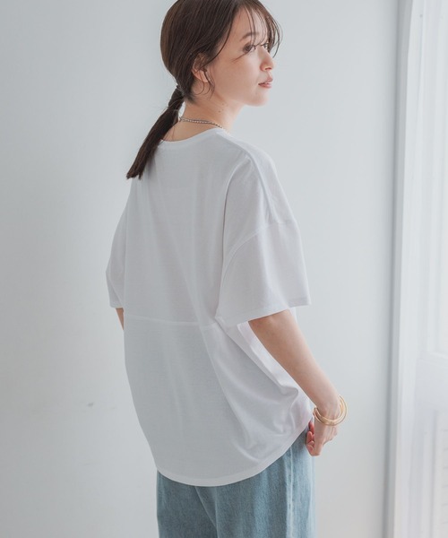 studio CLIP(スタディオクリップ)の「コットンコクーンTシャツ(Tシャツ/カットソー・レディース・オフホワイト/その他1/ラベンダー/ピンク/スモーク・MEDIUM/LARGE)」の2枚目の写真