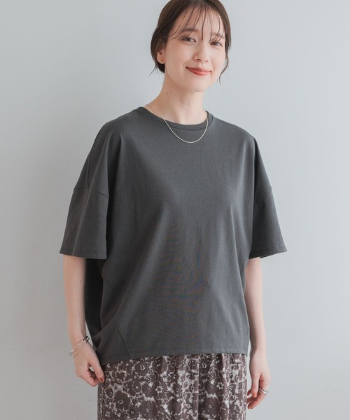 studio CLIP(スタディオクリップ)の「コットンコクーンTシャツ(Tシャツ/カットソー・レディース・オフホワイト/その他1/ラベンダー/ピンク/スモーク・MEDIUM/LARGE)」の1枚目の写真