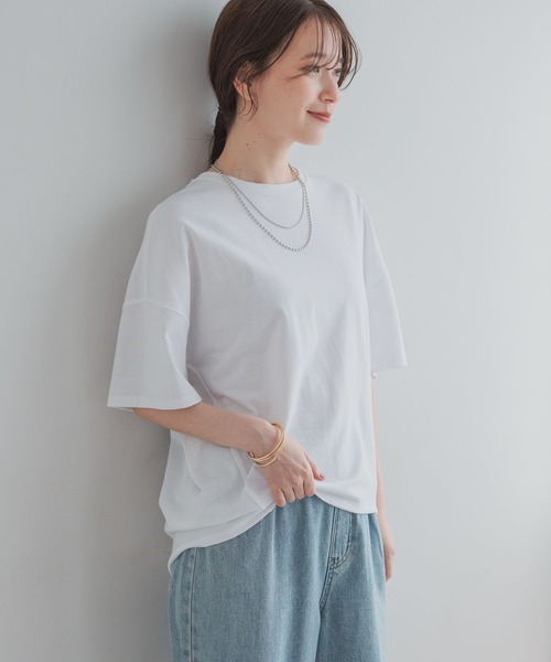 studio CLIP(スタディオクリップ)の「コットンコクーンTシャツ(Tシャツ/カットソー・レディース・オフホワイト/その他1/ラベンダー/ピンク/スモーク・MEDIUM/LARGE)」の10枚目の写真